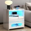 White-Nightstand-with-Wireless-Charging-Station-and-LED-Lights-Modern-Bedside-Table-with-Jewelry-Storage-Drawers_744401ea-079c-4e6d-a6d4-1a31142abad0.jpg White Nightstand with Wireless Charging Station and LED Lights, Modern Bedside Table with Jewelry Storage Drawers,Side End Table