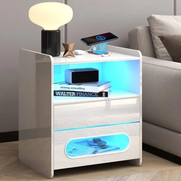 White-Nightstand-with-Wireless-Charging-Station-and-LED-Lights-Modern-Bedside-Table-with-Jewelry-Storage-Drawers_744401ea-079c-4e6d-a6d4-1a31142abad0.jpg White Nightstand with Wireless Charging Station and LED Lights, Modern Bedside Table with Jewelry Storage Drawers,Side End Table