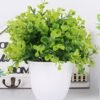 rtificial Potted Plants Mini Fake Plants in Pots, 4 Pack Medium Eucalyptus Potted Faux Decorative Grass Plant with White Plastic Pot for Home Decor, Indoor, Office, Desk, Table Decoration
